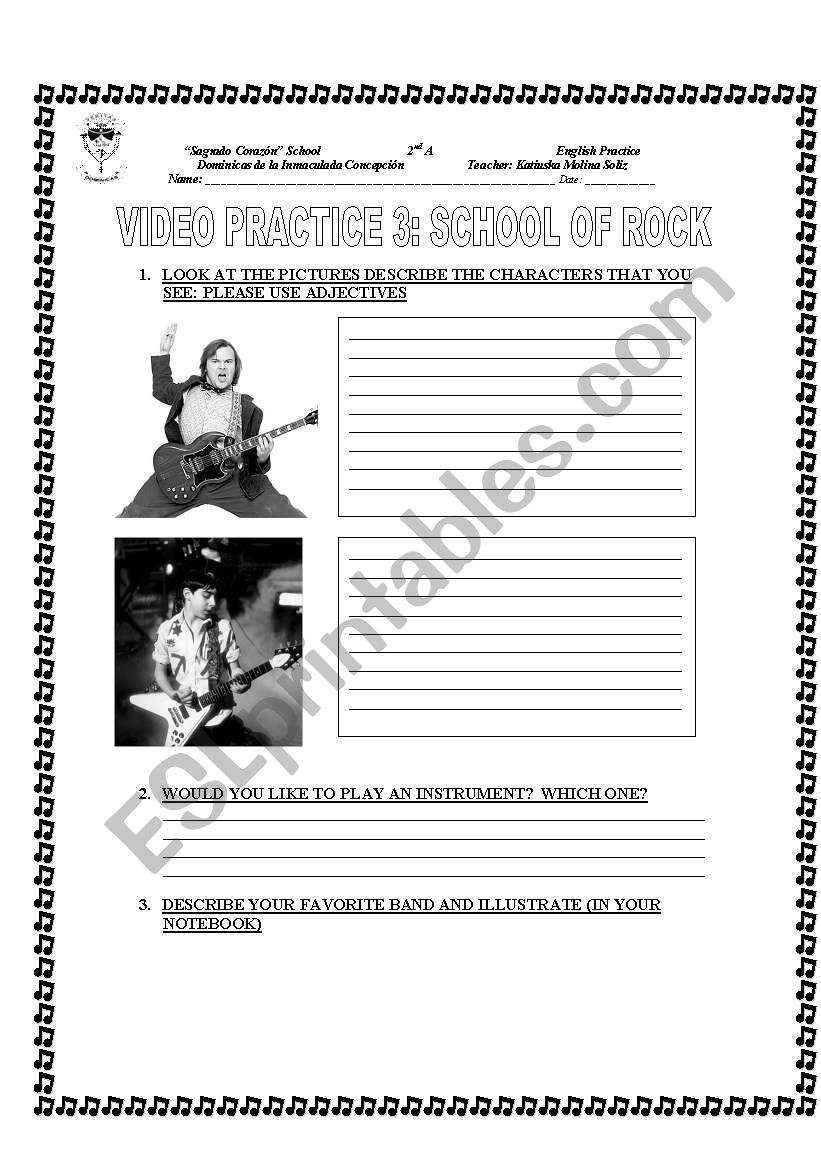 School of rock video practice worksheet