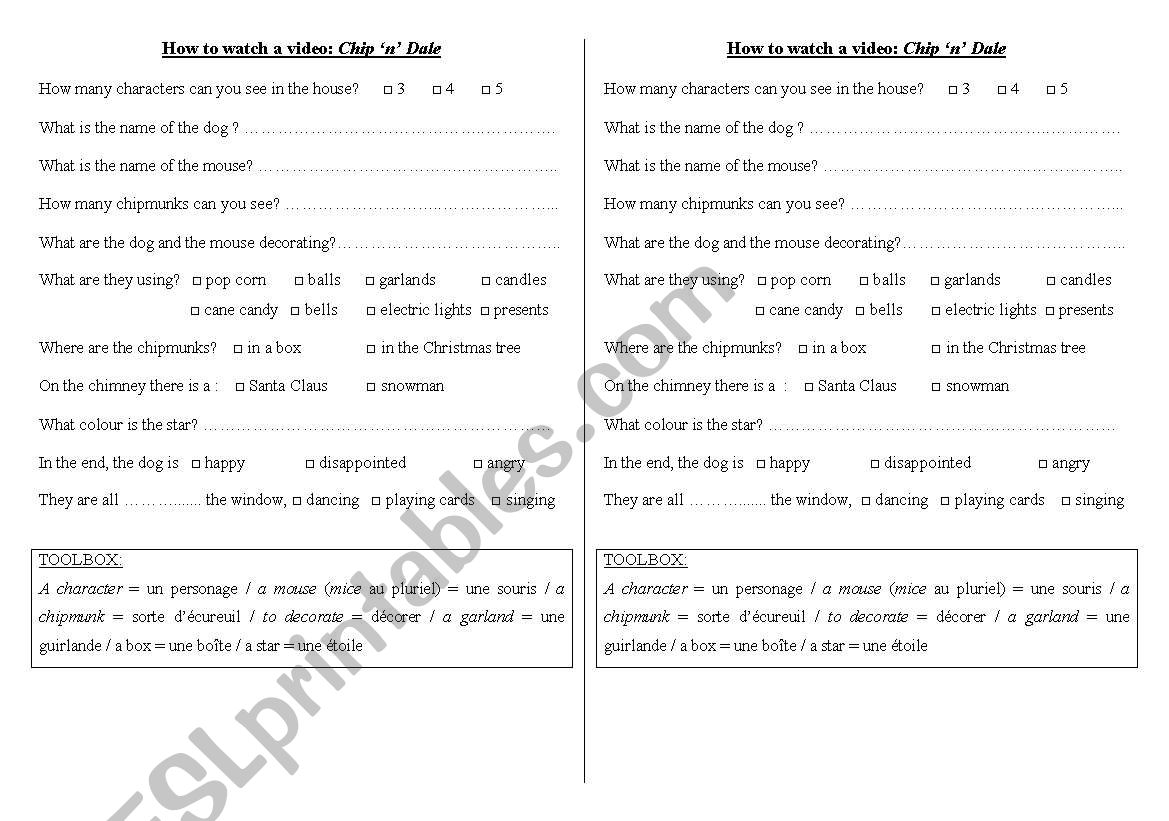 ChipnDale video worksheet