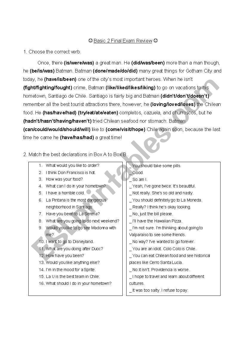 Basic Rveview Worksheet worksheet