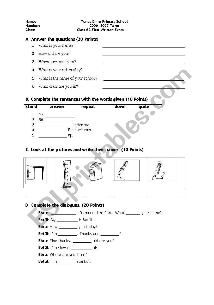 study sheet worksheet