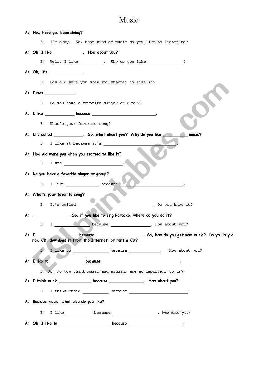 Music worksheet