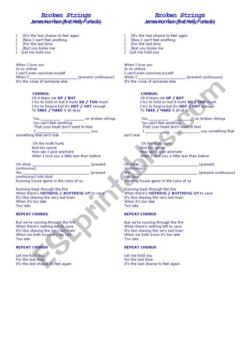 Broken Strings - song activity