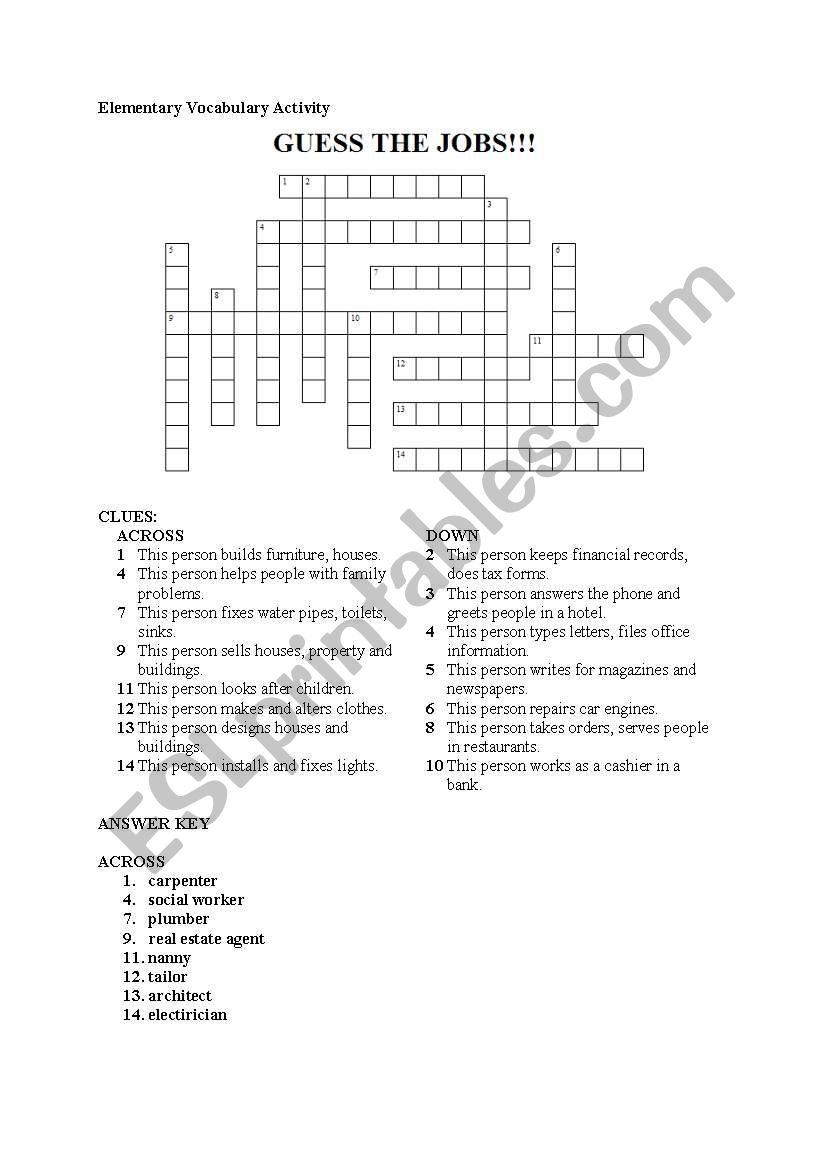 Guess the jobs! worksheet