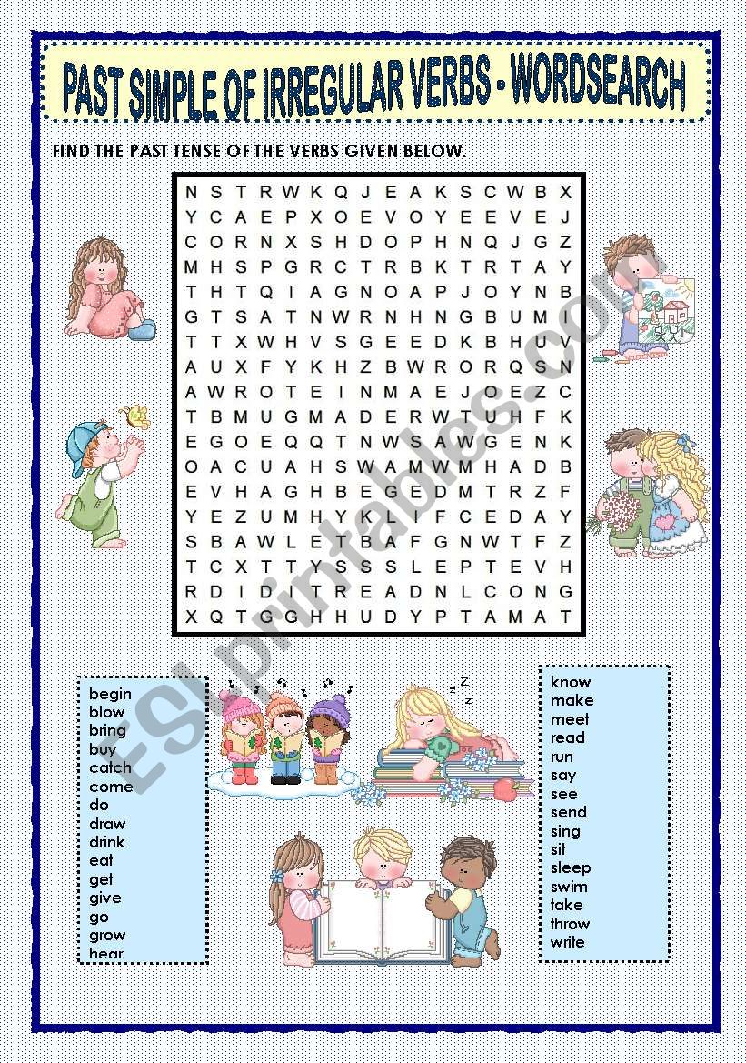 PAST SIMPLE IRREGULAR VERBS WORDSEARCH ESL Worksheet By Macomabi