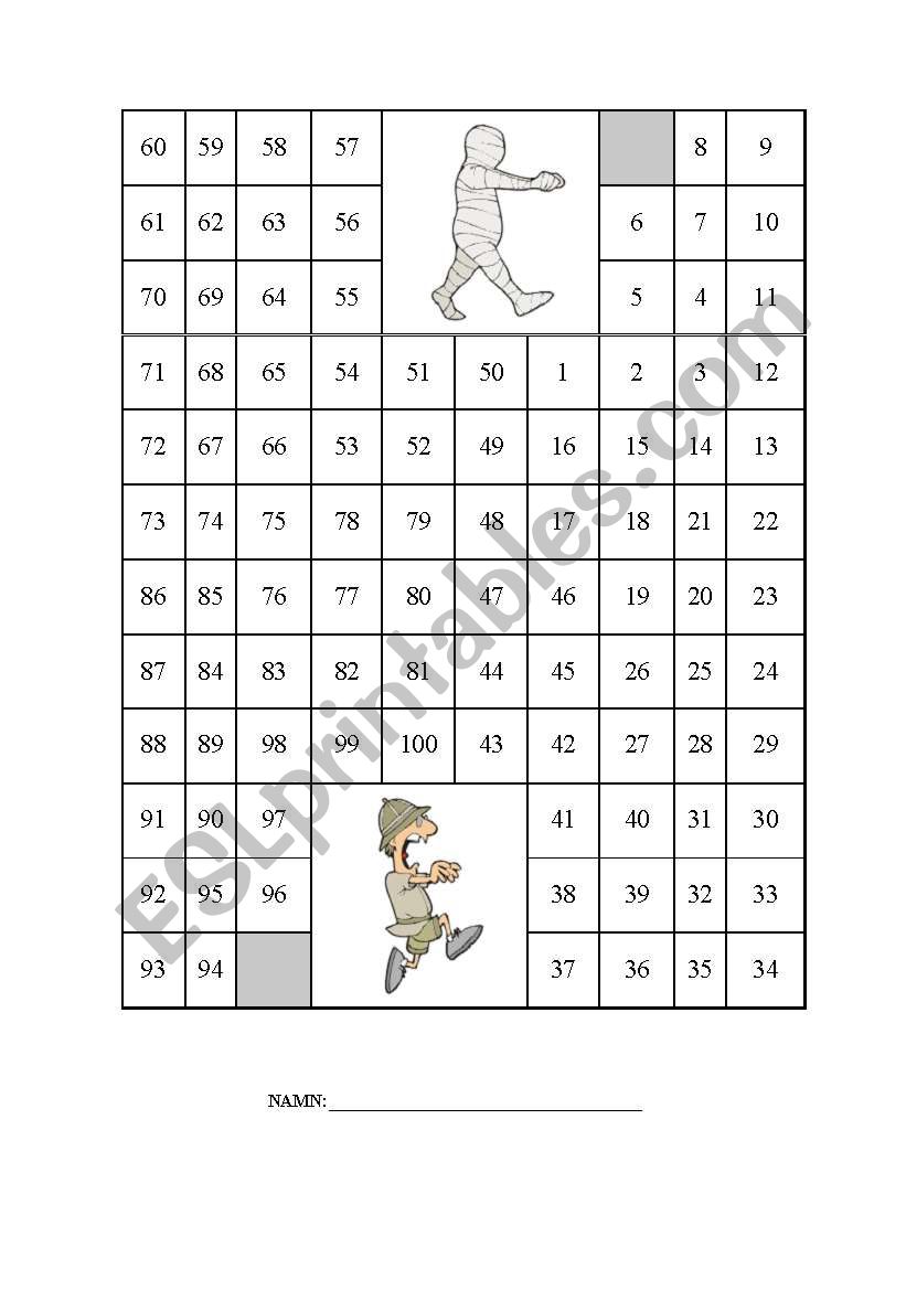 Mummy counting worksheet