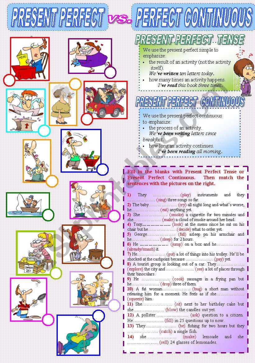 Present Perfect Vs Present Perfect Continuous ESL Worksheet By Mr dgdln