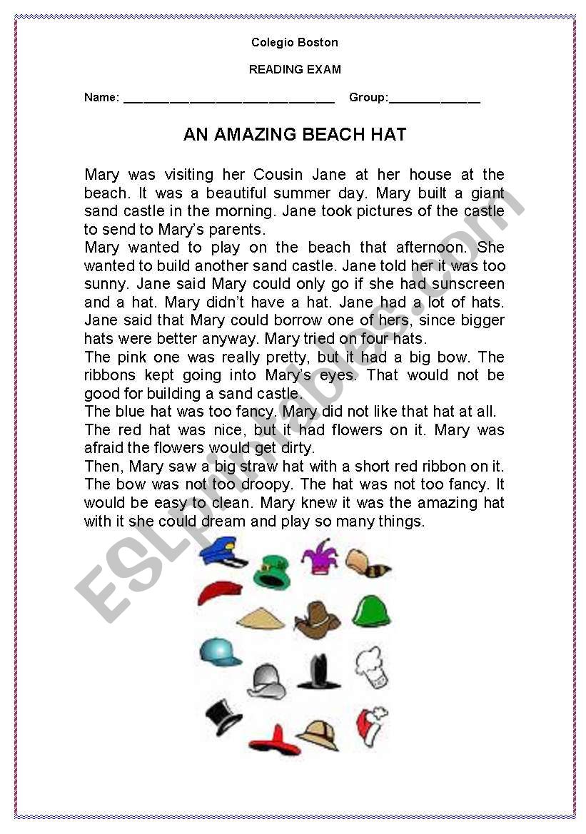 An Amazing Hat worksheet