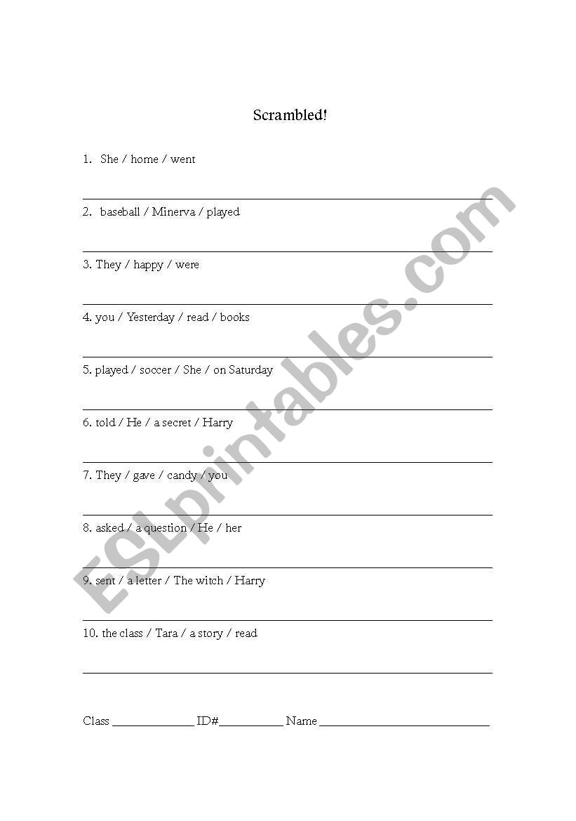 Scrambled worksheet