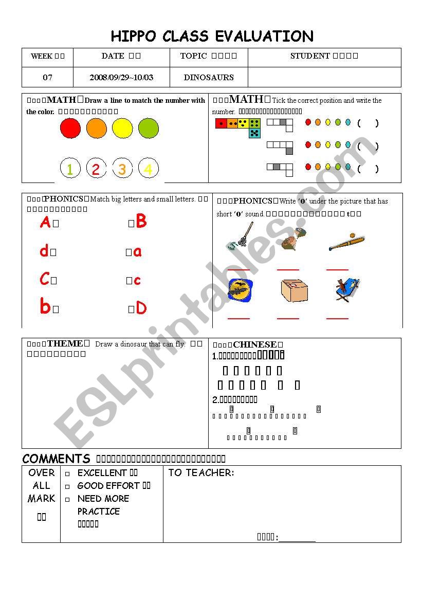 Class Evaluation worksheet