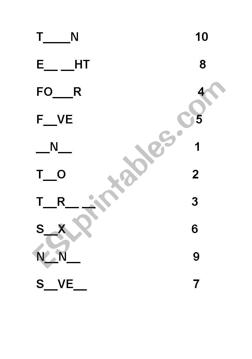 numbers from 1 to 10 worksheet