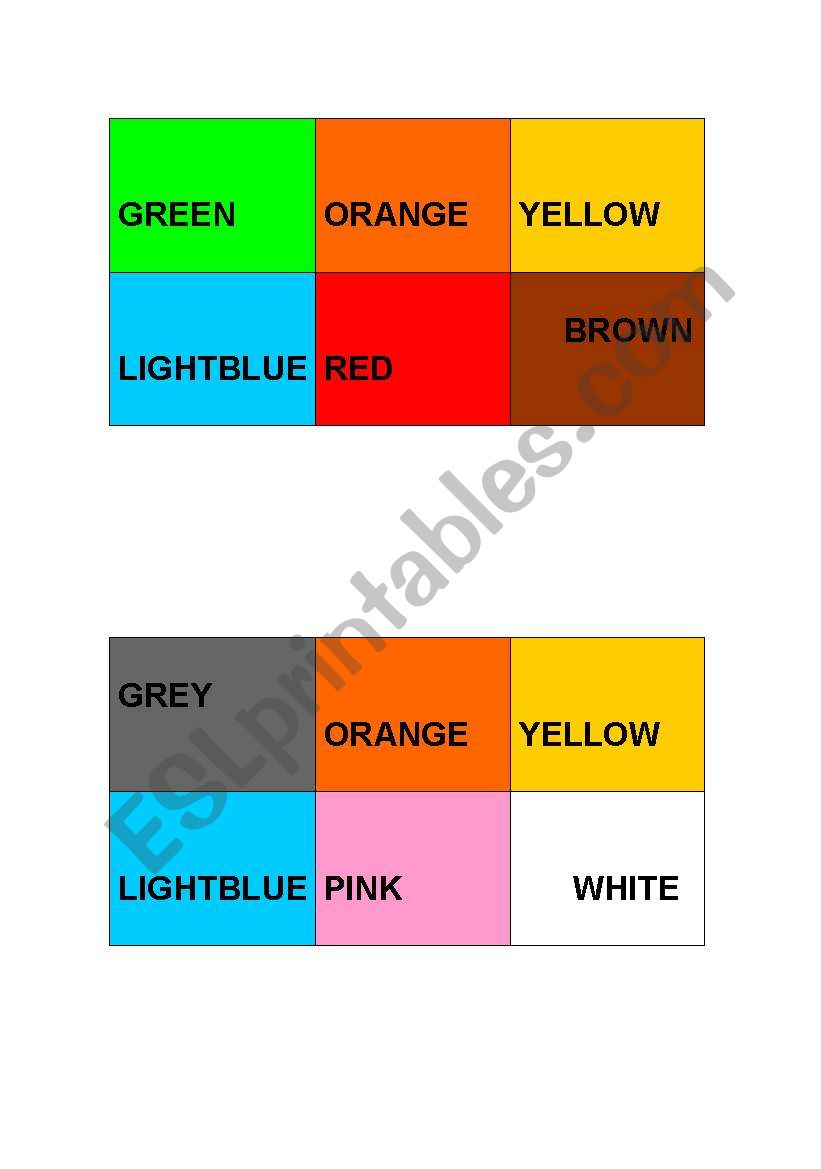 bingo colours 3 worksheet