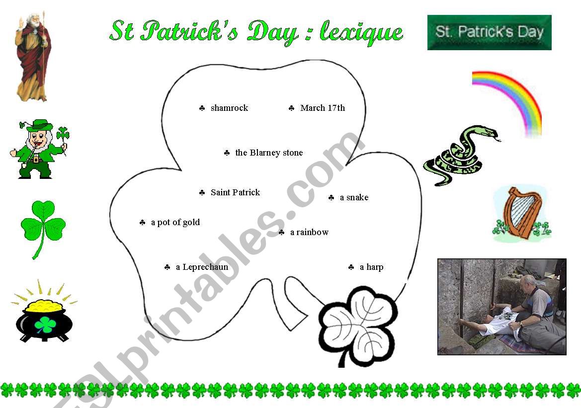 St Patricks Day : lexique worksheet