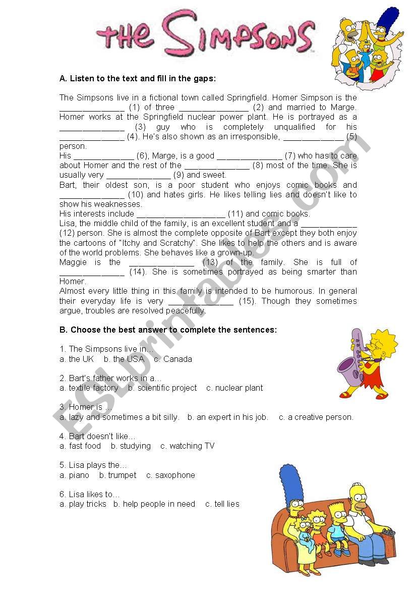 THE SIMPSONS worksheet