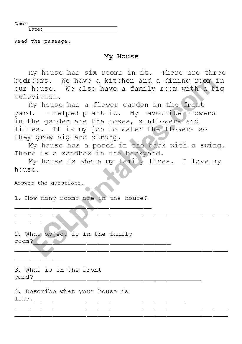 My House  worksheet