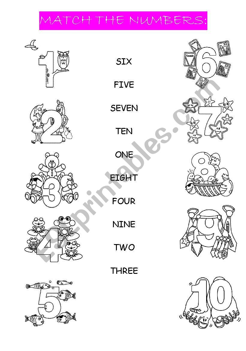 match the numbers. worksheet