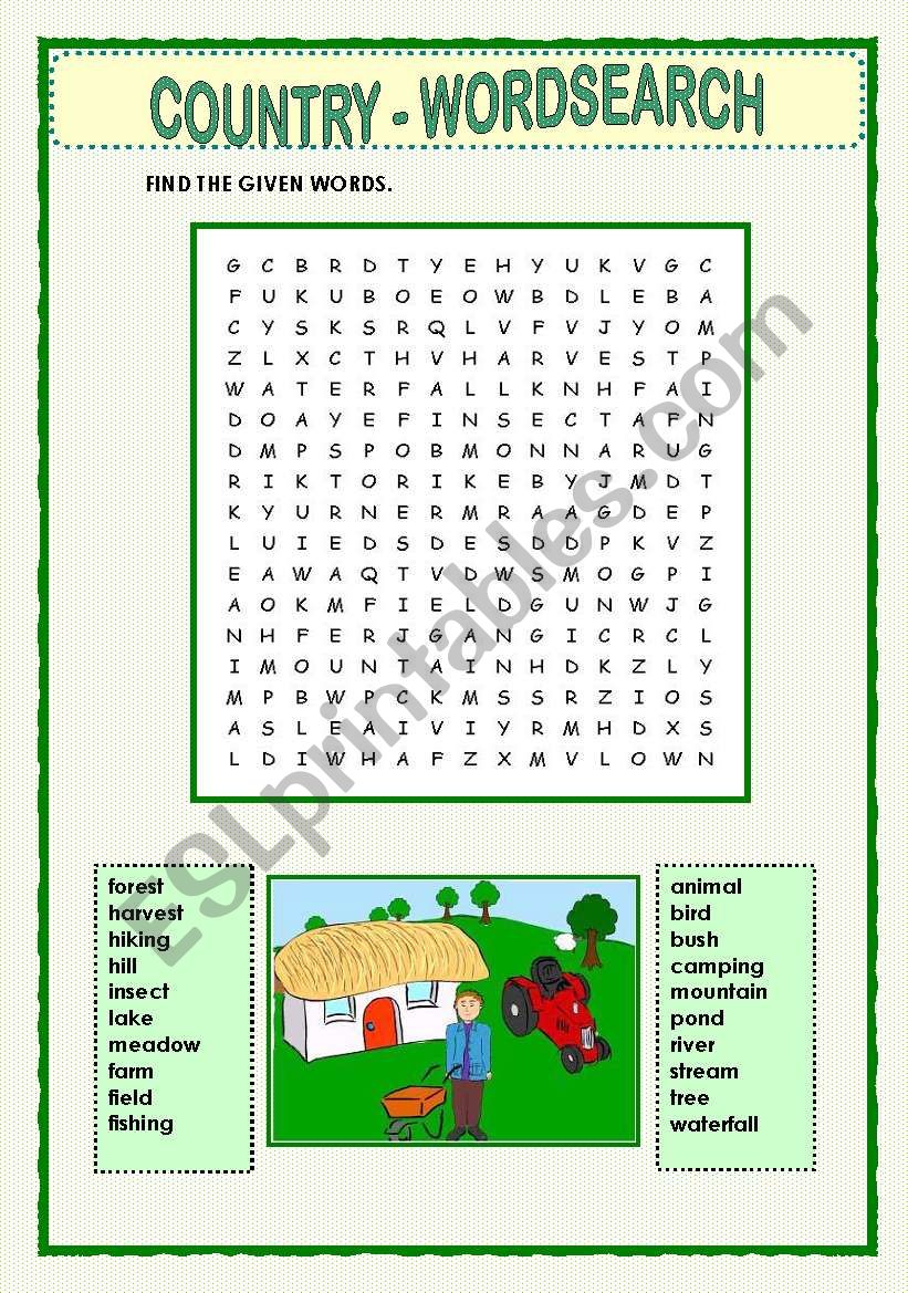 COUNTRY WORDSEARCH ESL Worksheet By Macomabi