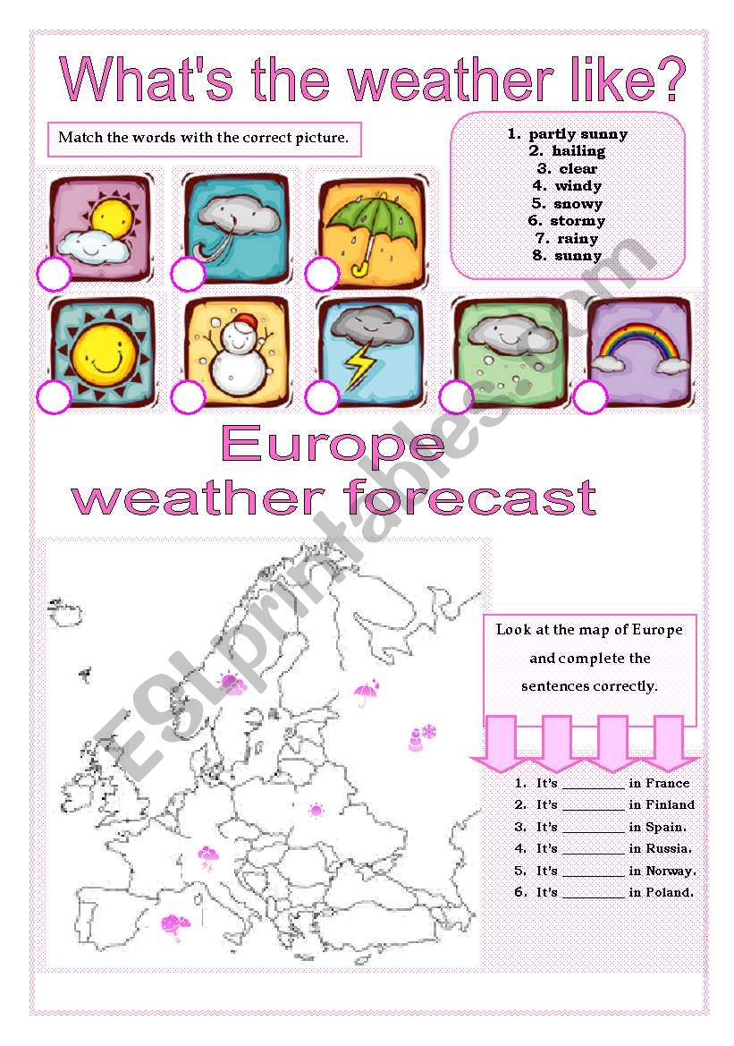 What´s the weather like? - ESL worksheet by fede117