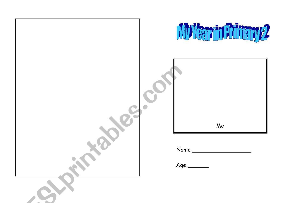 End of year book worksheet