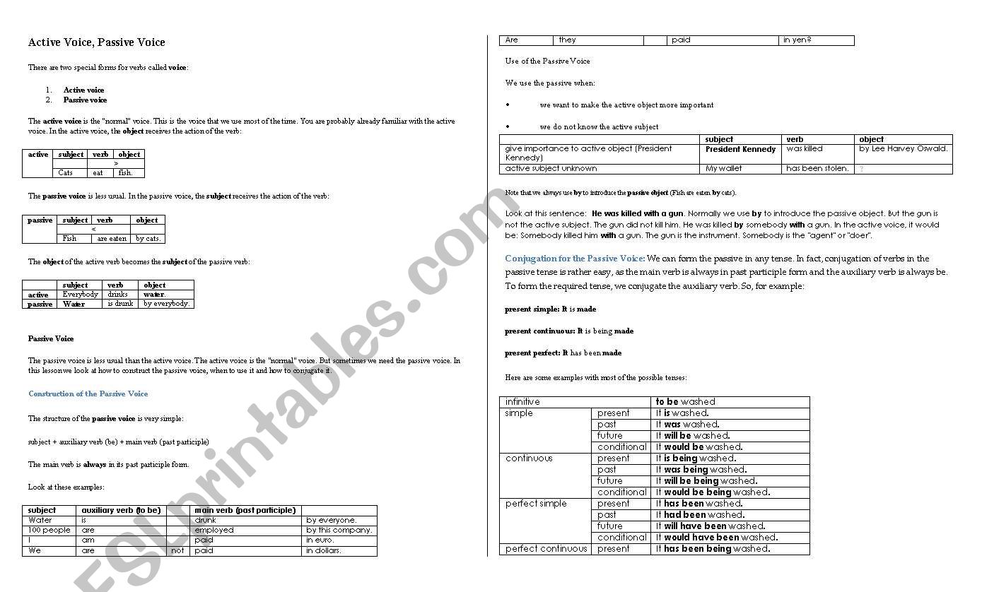 passive voice worksheet