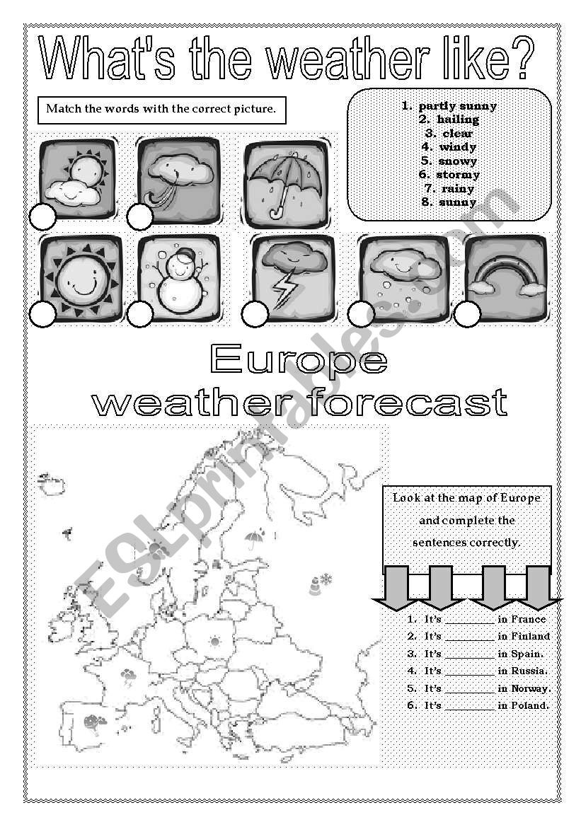 What´s The Weather Like? B/W Version - ESL Worksheet By Fede117