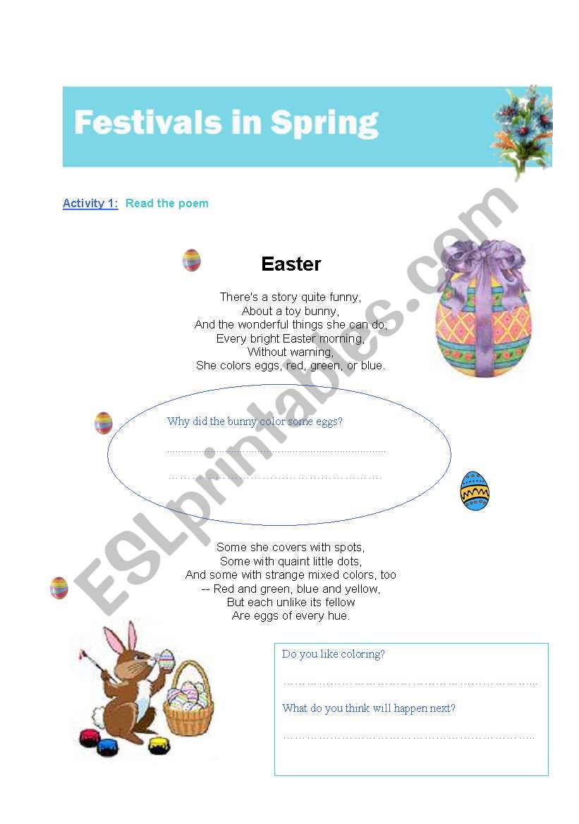 Easter Bunny poem worksheet