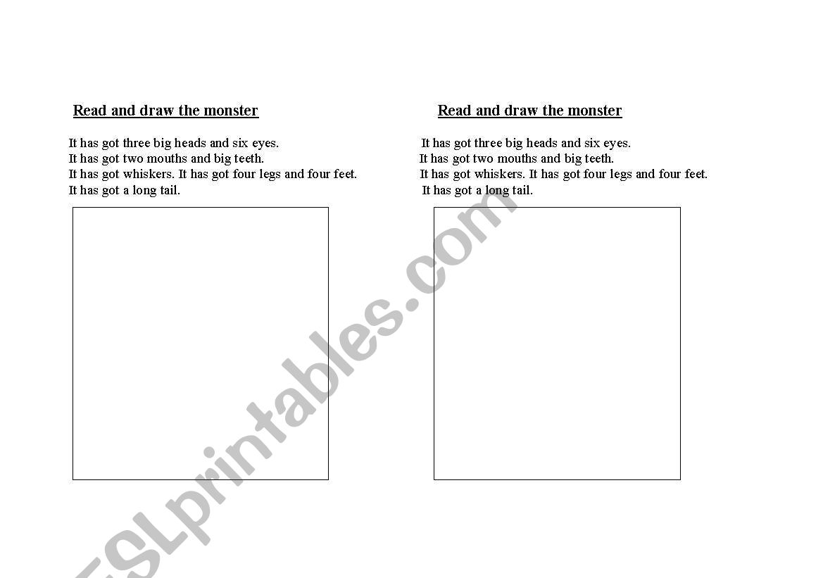 read and draw- has got worksheet