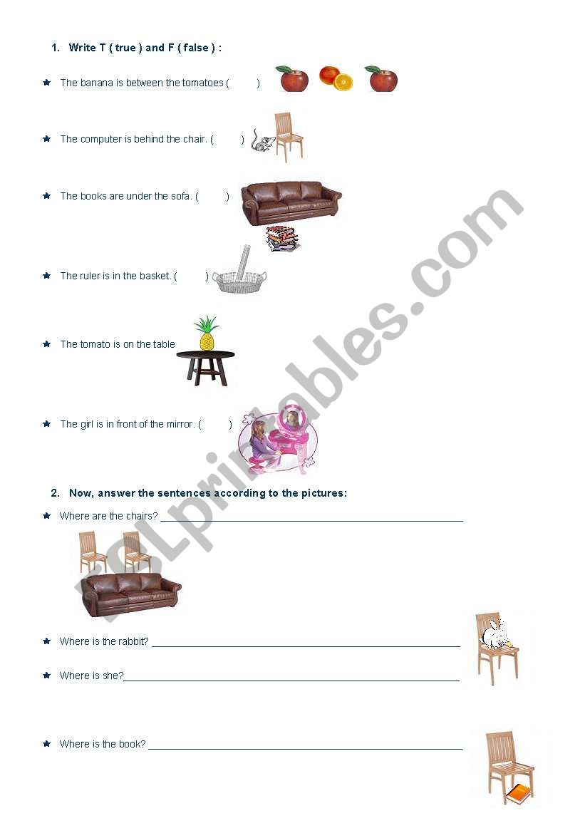 Prepositions worksheet