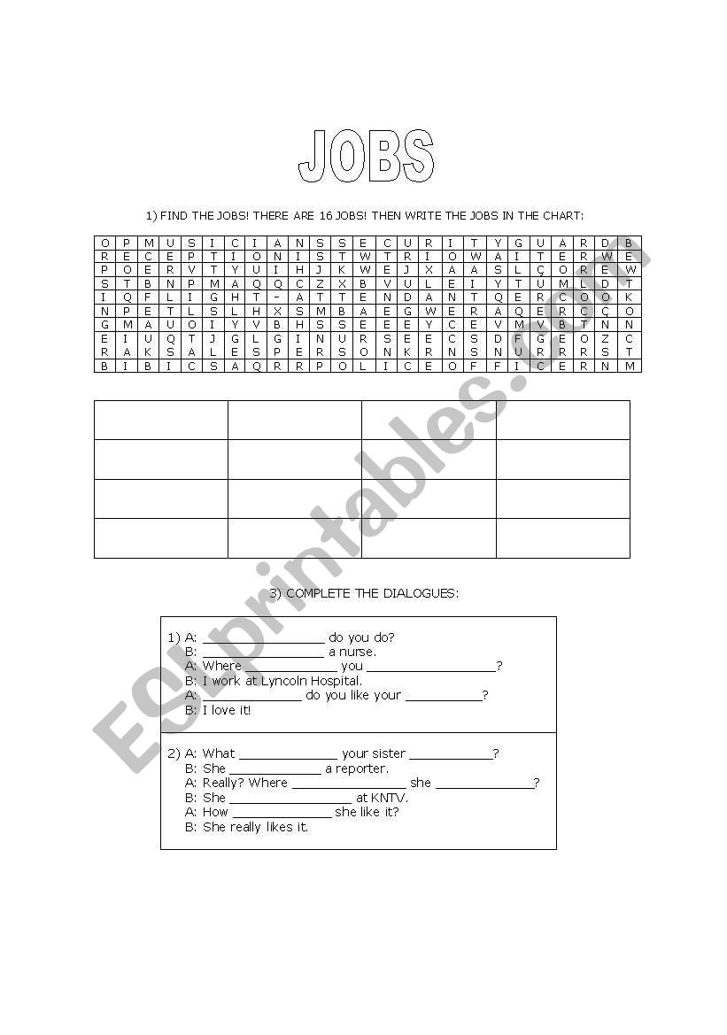 JOBS worksheet