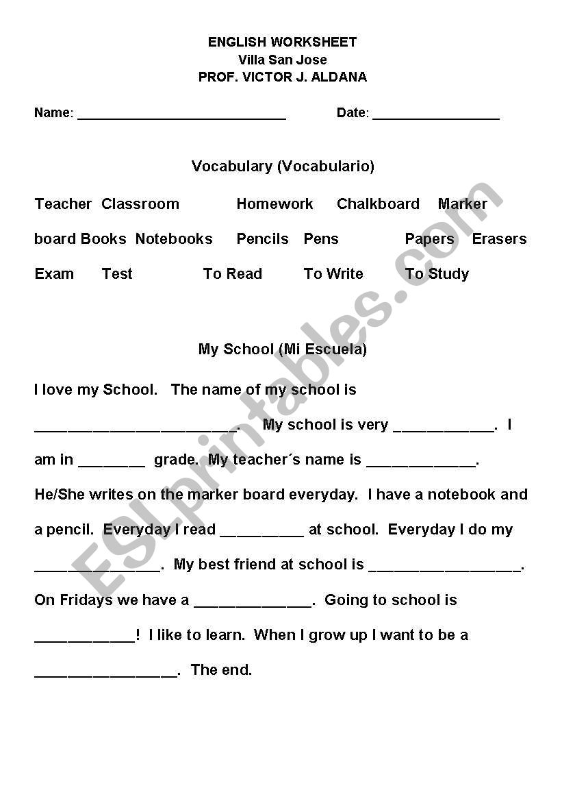 My school  worksheet