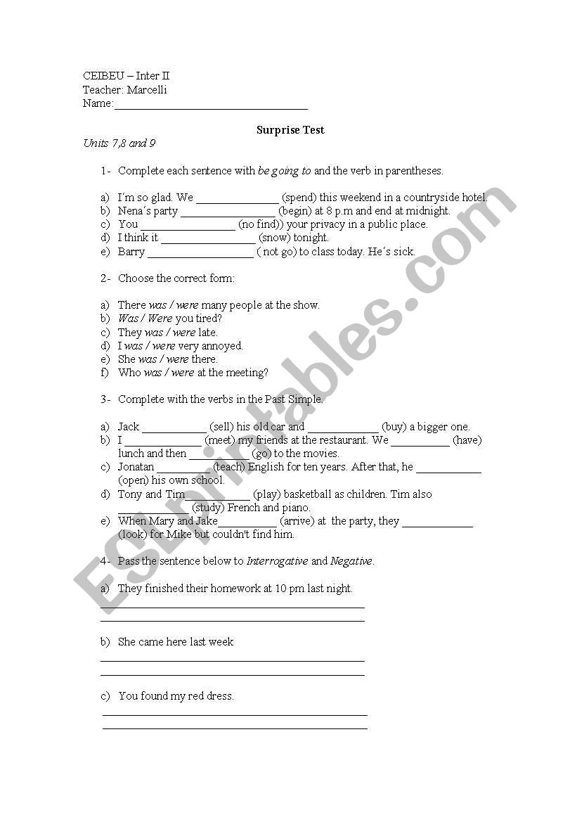 Test  worksheet