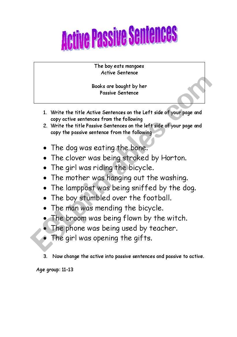 Active Passive worksheet