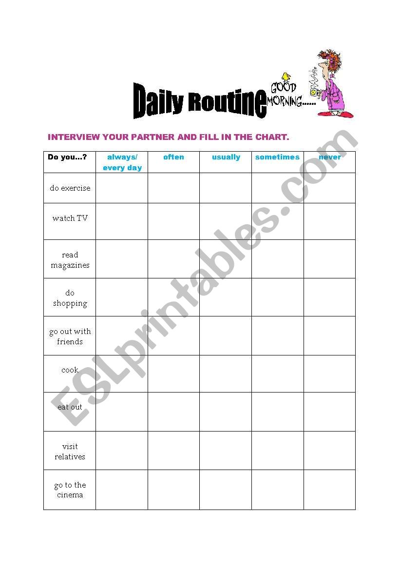 daily routine worksheet