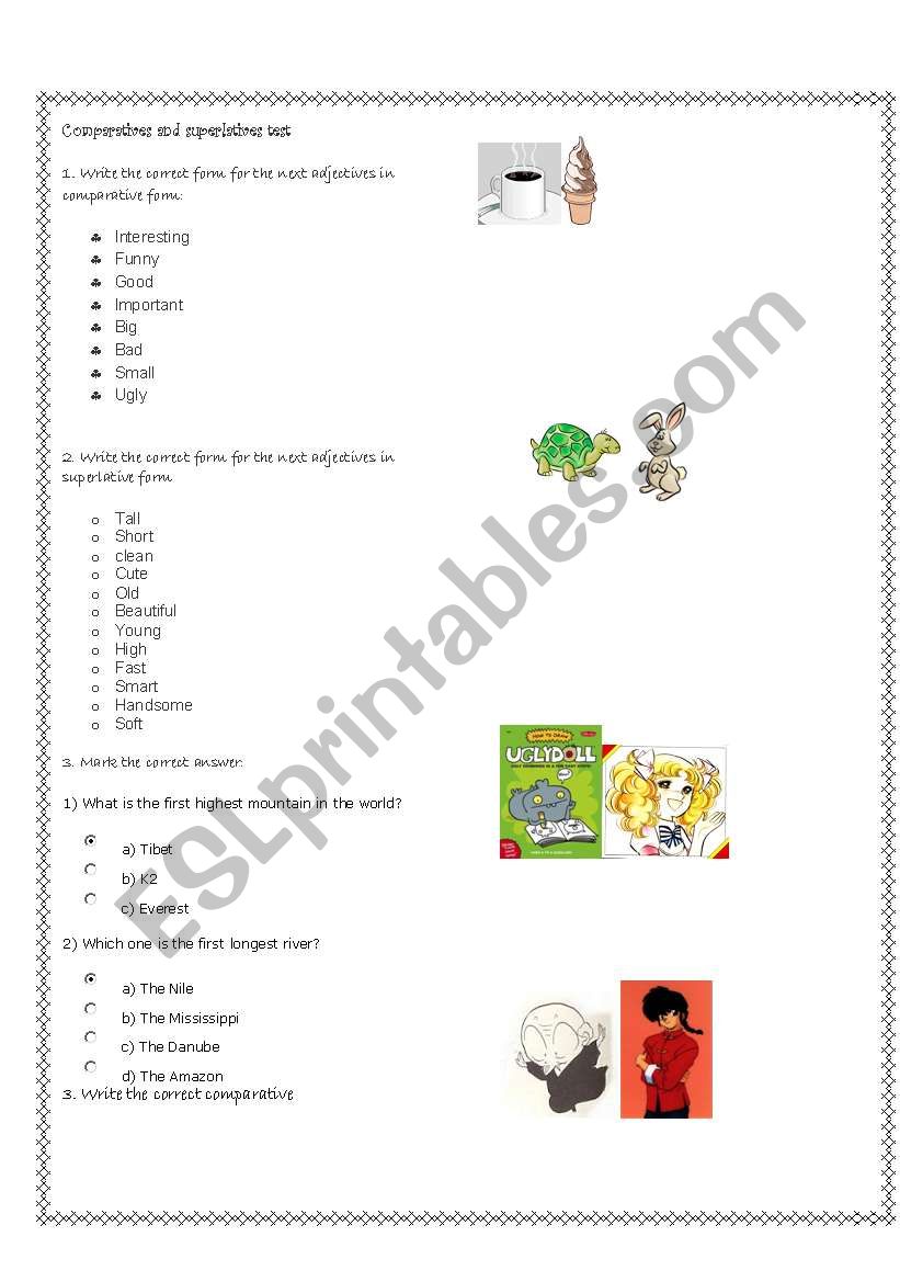 Comparatives and superlatives test