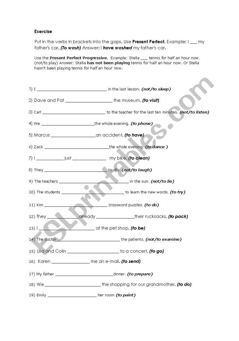 excersice present perfect..and continuos