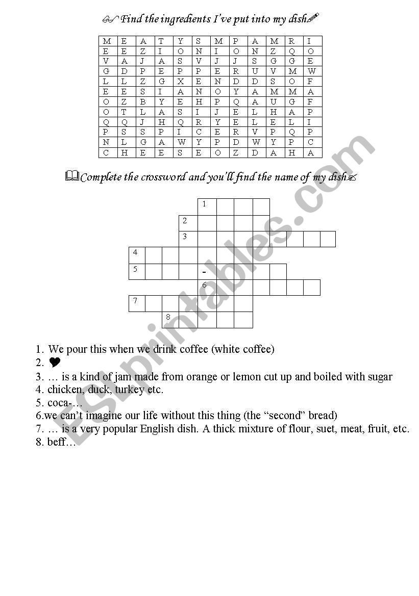 Meat pie worksheet