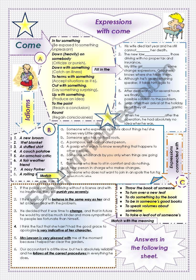 Idiomatic Expressions ESL Worksheet By Ireandre