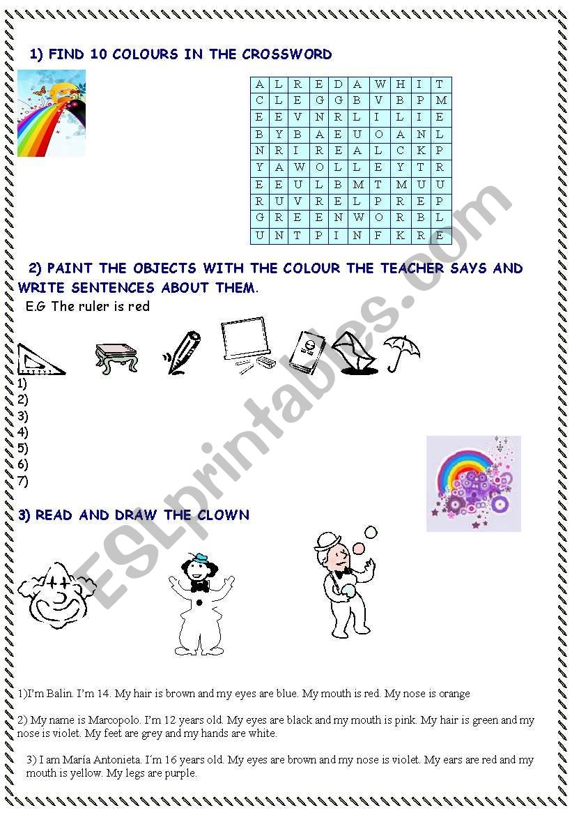 COLOURS worksheet