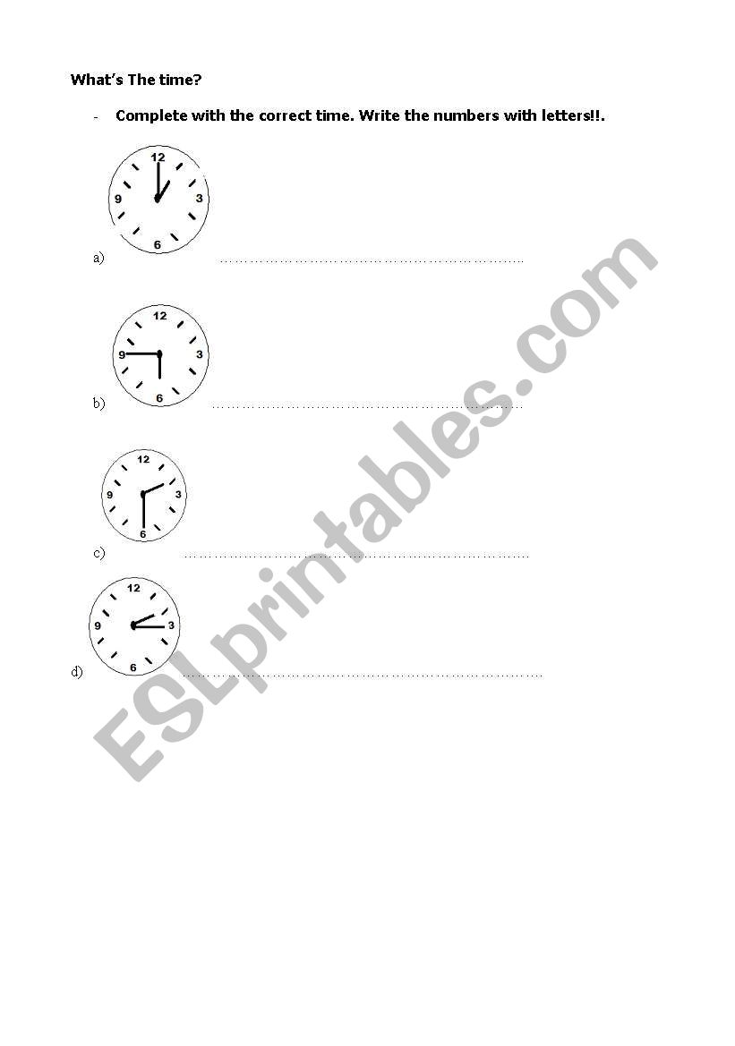 Whats the time?  worksheet