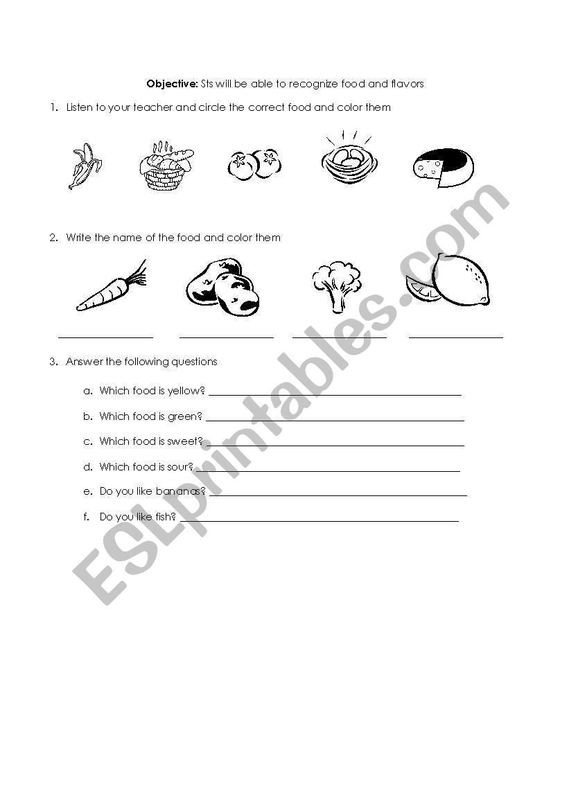 Food & Flavors worksheet