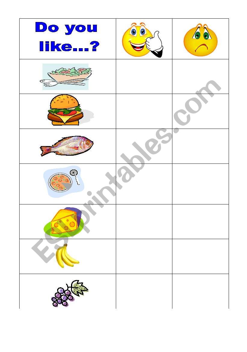 Do you like...? worksheet