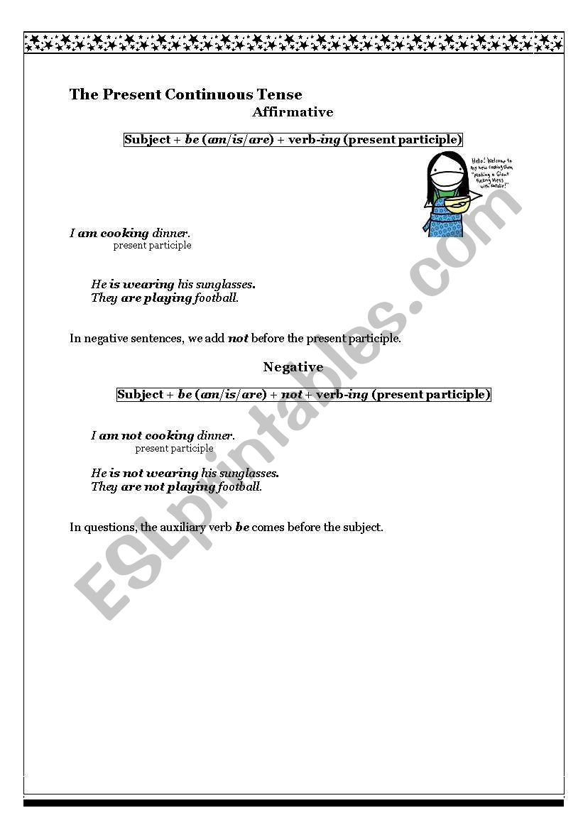 Present Cont. Tense worksheet