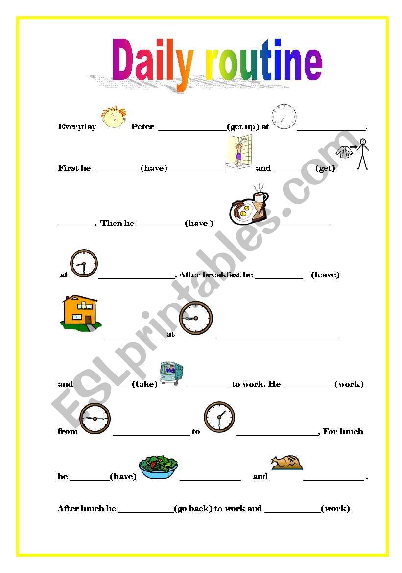 Peter´s daily routine - ESL worksheet by Nines Picado