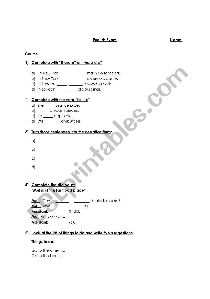 Test worksheet