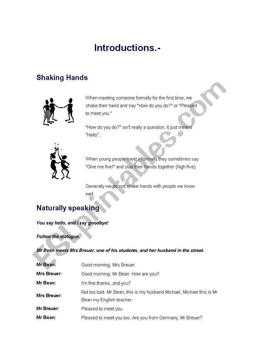 greetings worksheet