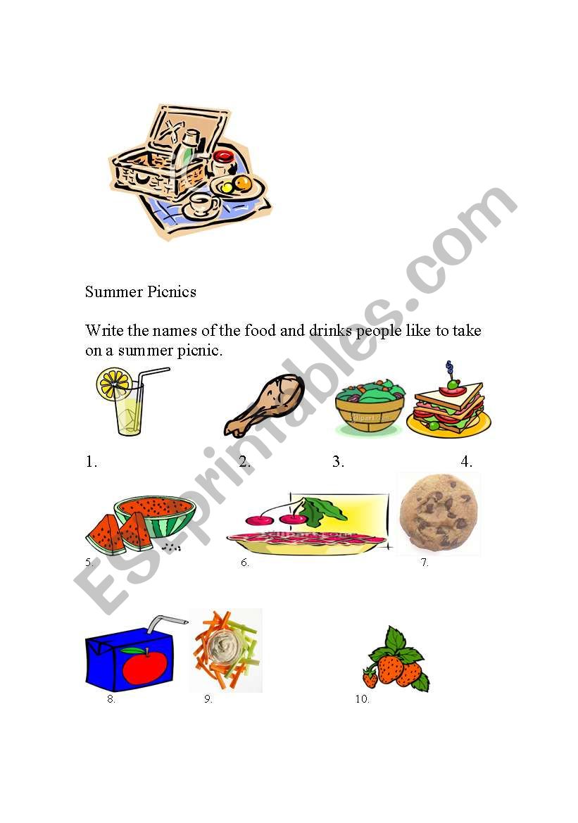 Summer Picnics worksheet