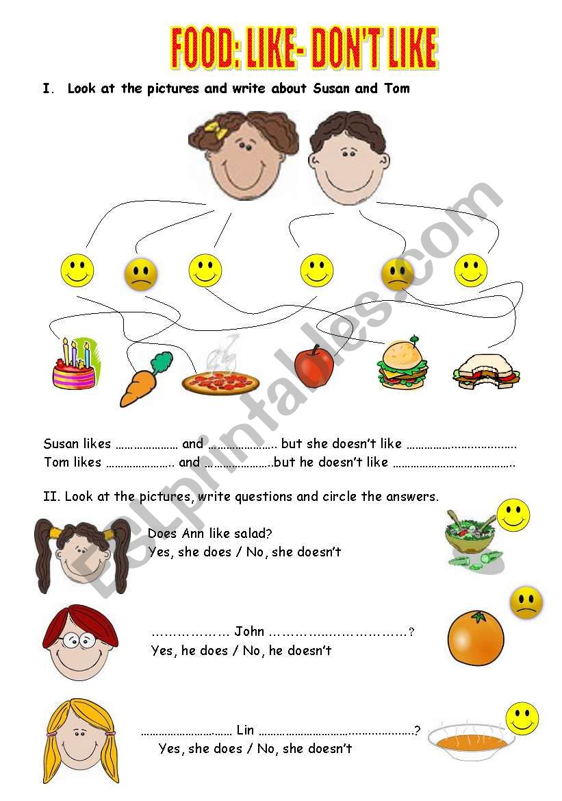 Food Like Don´t Like Esl Worksheet By Kakarinaa