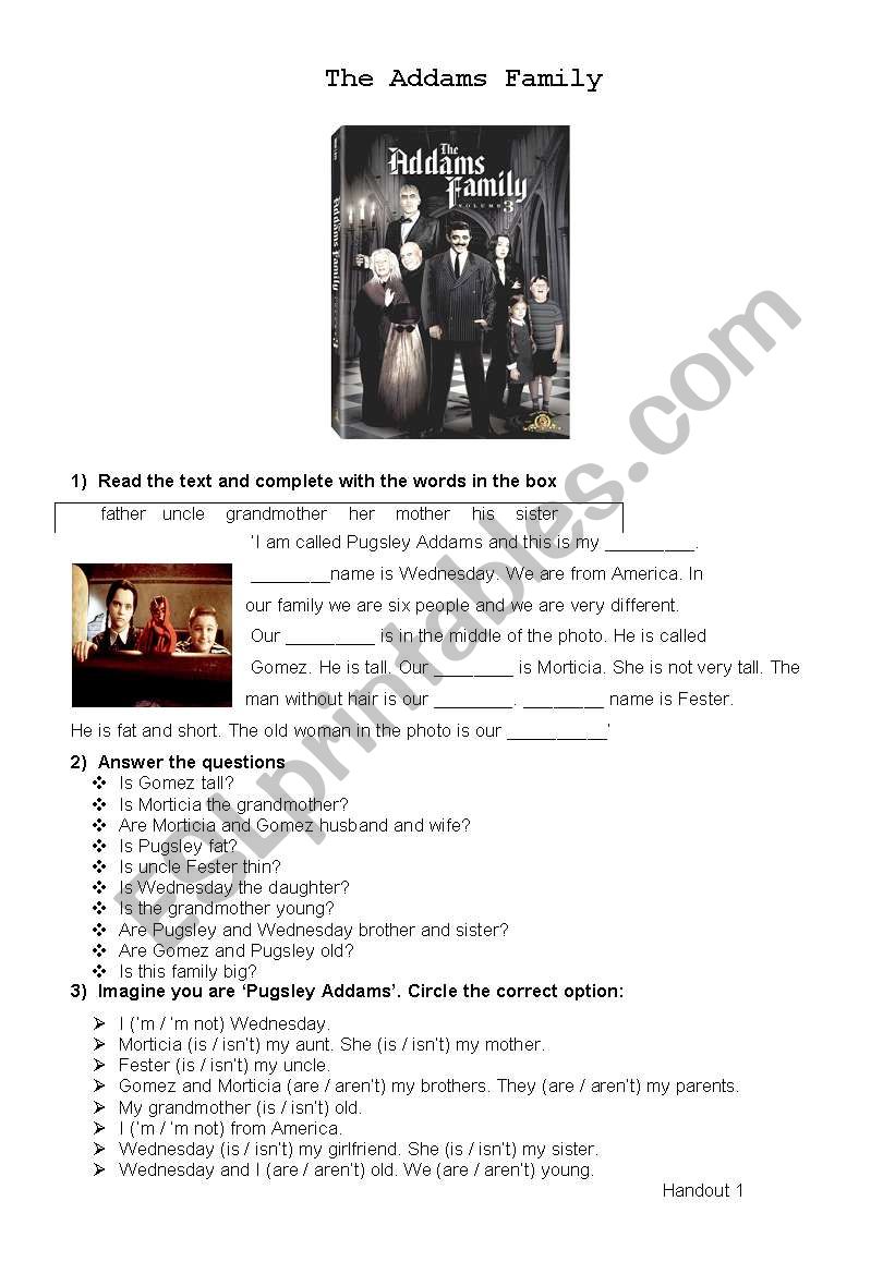 The Addams Family worksheet