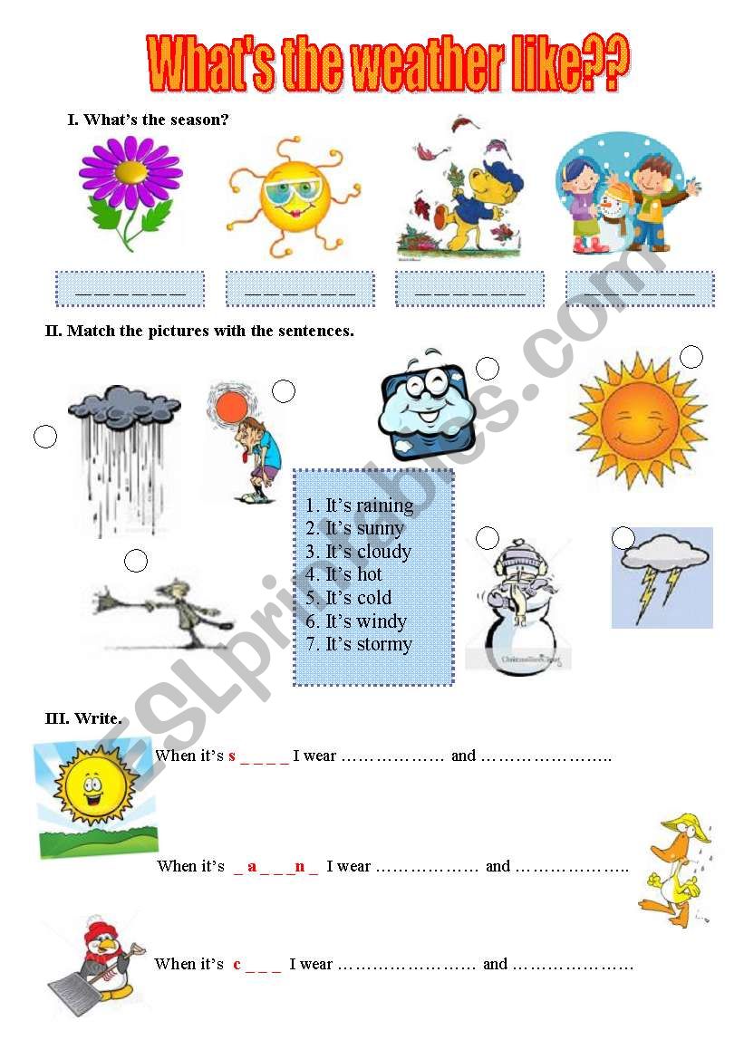 What´s the weather like?? - ESL worksheet by kakarinaa