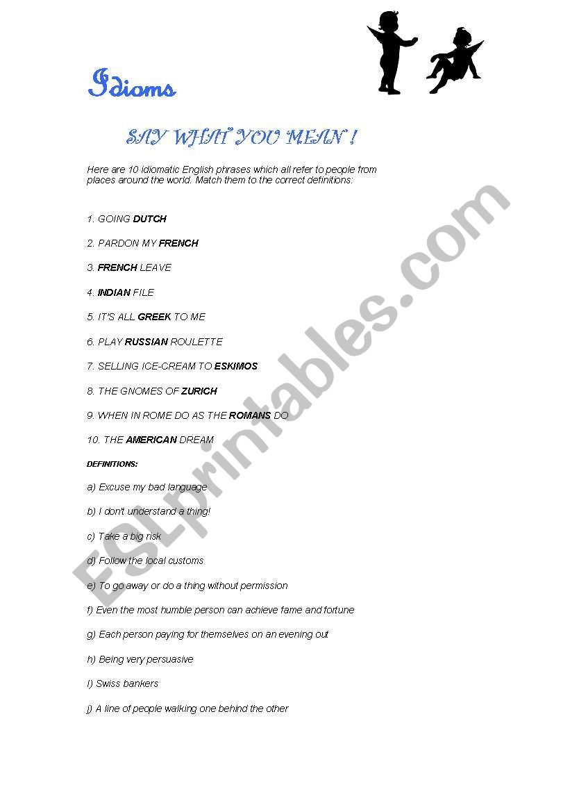 Idioms! worksheet