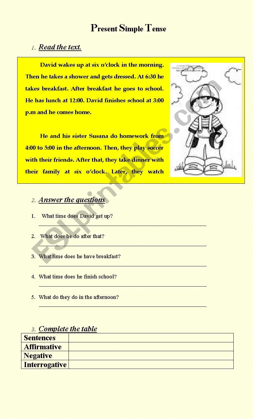 David´s Daily Routines - ESL worksheet by Mónica_py